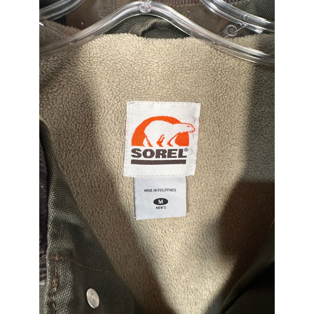 Sorel Mens Olive Green Canvas Workwear Chore Coat Distressed Rugged Jacket M - Picture 3 of 11